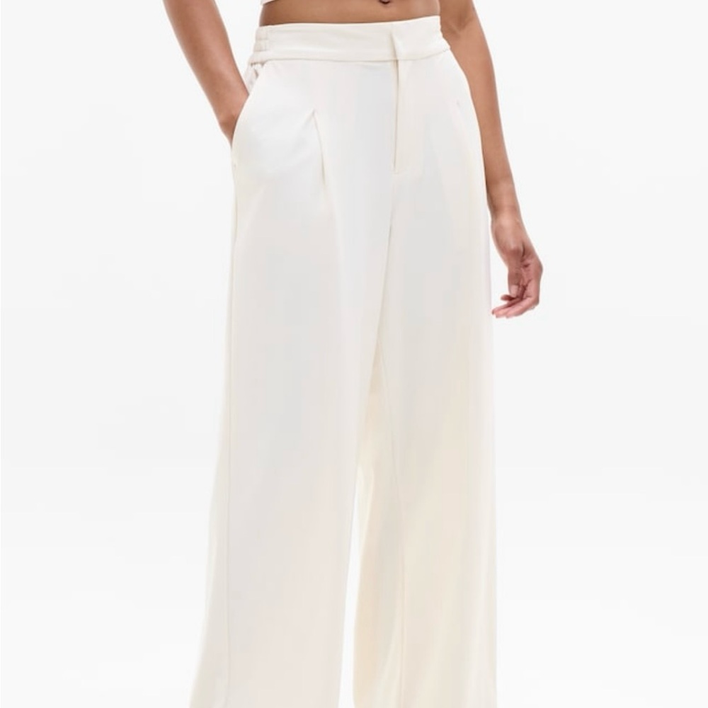 Athleta Pinnacle Trouser High Rise Cream Wide-Leg Women's Pant NEW Size Small 4